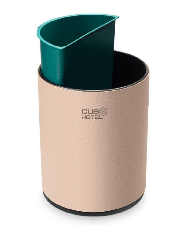 Papeleira Dupla Pele Sintetica Bege de 10L Alta Qualidade